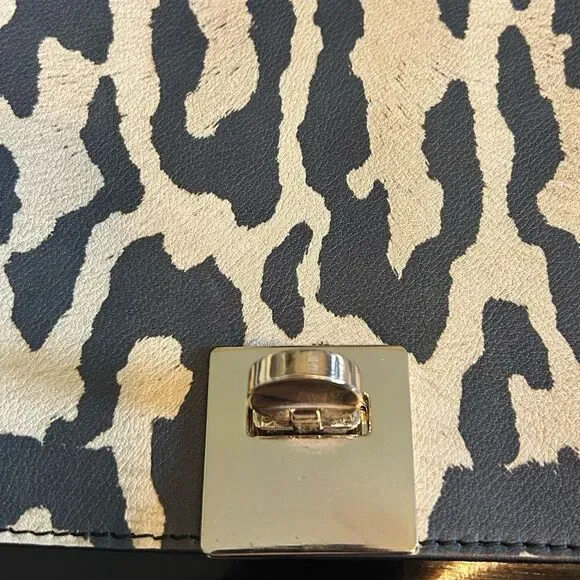FURLA Leopard Print Black and Brown Handbag Good Condition - Picture 7 of 12
